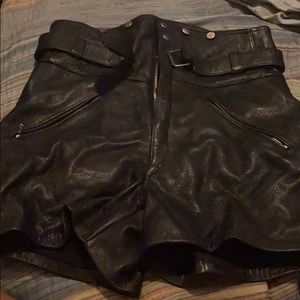 Leather High waist shorts